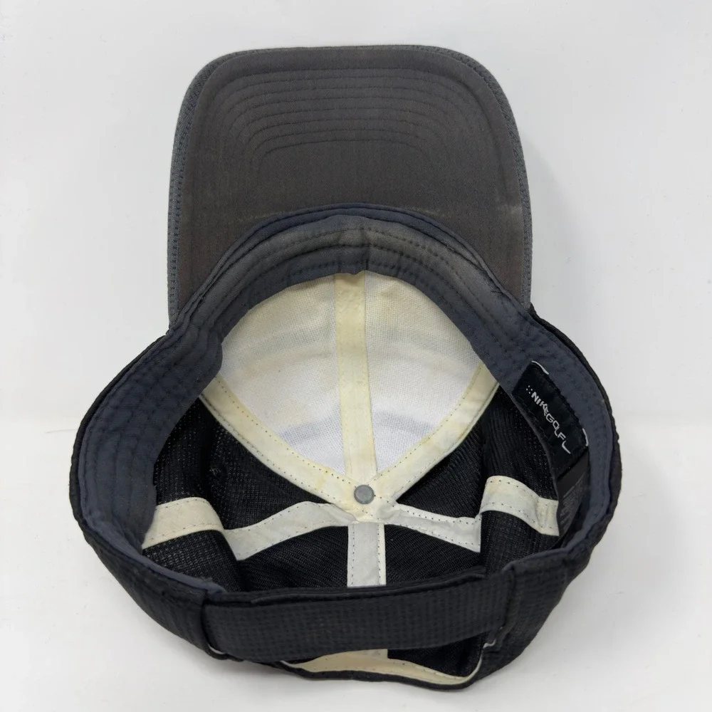 Nike Golf Hat‎ Mens Grey White Black Colorblock Mesh Adjustable Swoosh Cap